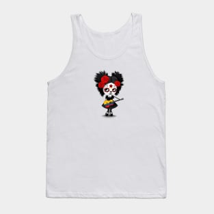 Sugar Skull Girl Playing Colombian Flag Guitar Tank Top